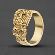 Pre-Owned 9ct Yellow Gold Patterned Buckle Ring 41342586
