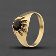 Pre-Owned 9ct Yellow Gold Garnet Single Stone Signet Ring 41342587