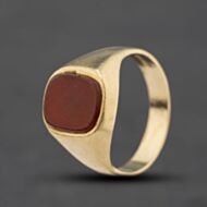 Pre-Owned 9ct Yellow Gold Carnelian Oblong Signet Ring 41342599