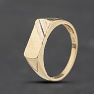 Pre-Owned 9ct Two Colour Gold Oblong Signet Ring 41342611