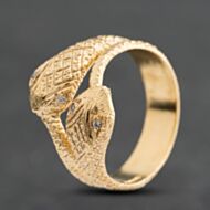 Pre-Owned 9ct Yellow Gold Cubic Zirconia Double Snake Signet Ring 41342627