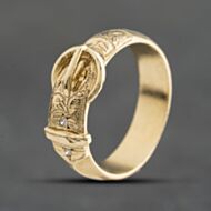 Pre-Owned 9ct Yellow Gold Cubic Zirconia Engraved Buckle Ring 41342639
