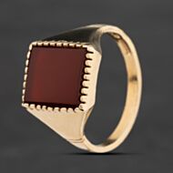 Pre-Owned 9ct Yellow Gold Carnelian Signet Ring 41342645
