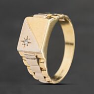 Pre-Owned 9ct Two Colour Gold Diamond Signet Ring 41342647