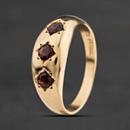 Pre-Owned 9ct Yellow Gold Garnet Three Stone Ring 41342654