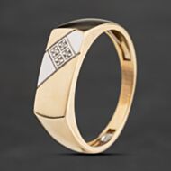 Pre-Owned 9ct Yellow Gold Diamond Oblong Signet Ring 41342655