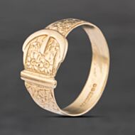 Pre-Owned 9ct Yellow Gold Engraved Buckle Ring 41342668