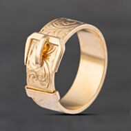 Pre-Owned 9ct Yellow Gold Engraved Buckle Ring 41342669