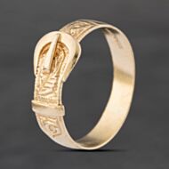 Pre-Owned 9ct Yellow Gold Engraved Buckle Ring 41342670