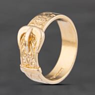 Pre-Owned 9ct Yellow Gold Engraved Buckle Ring 41342671