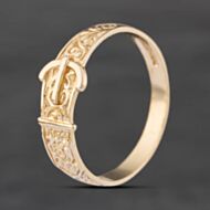 Pre-Owned 9ct Yellow Gold Engraved Buckle Ring 41342672