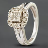 Pre-Owned 9ct White Gold Diamond Cluster Ring 41381047