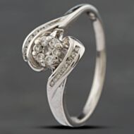 Pre-Owned 9ct White Gold Brilliant Cut Diamond Shoulder Set Twist Cluster Ring 41381121
