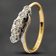 Pre-Owned Vintage Two Colour Gold Diamond Cross Over Five Stone Ring 41381284