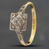 Pre-Owned Yellow Gold Diamond Square Cluster Ring 41381324