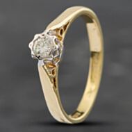 Pre-Owned Vintage 9ct Yellow Gold Brilliant Cut Diamond Solitaire Ring 41381389