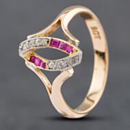 Pre-Owned Vintage Yellow Gold Ruby & Diamond Dress Ring 41381640