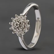 Pre-Owned 9ct White Gold Single Cut Diamond Round Cluster Ring 41382072