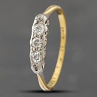 Pre-Owned Vintage Yellow Gold Diamond Five Stone Ring 41382132