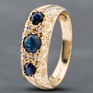 Pre-Owned 9ct Yellow Gold Sapphire & Diamond Seven Stone Ring 41382242