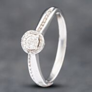Pre-Owned 9ct White Gold Brilliant Cut Diamond With Diamond Wave Shoulders Cluster Ring 41382333