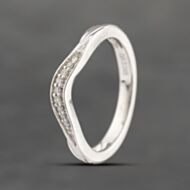 Pre-Owned 9ct White Gold 0.04ct Brilliant Cut Diamond Wishbone Ring 41382432