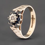 Pre-Owned 9ct Yellow Gold Sapphire & Diamond Cluster Ring 41382439