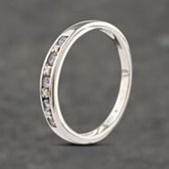 Pre-Owned 9ct White Gold Tanzanite & Brilliant Cut Diamond Half Eternity Ring 41382443