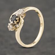 Pre-Owned 9ct White Gold Sapphire & Brilliant Cut Diamond Crossover Three Stone Ring 41382446