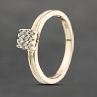 Pre-Owned 9ct Yellow Gold Diamond Square Cluster Ring 41382467