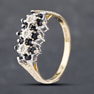 Pre-Owned 9ct Yellow Gold Sapphire & Diamond Cluster Ring 41382471