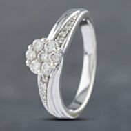 Pre-Owned 9ct White Gold 0.42ct Brilliant Cut Diamond Twist Cluster Ring 41382475