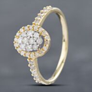 Pre-Owned 9ct Yellow Gold Brilliant Cut Diamond Oval Cluster Ring 41382485