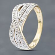 Pre-Owned 9ct Yellow Gold Diamond Crossover Three Row Ring 41382554