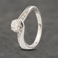 Pre-Owned 9ct White Gold 0.33ct Brilliant Cut Diamond Shoulder Set Solitaire Ring 41382561