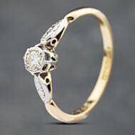 Pre-Owned 18ct Yellow Gold 0.10ct Brilliant Cut Diamond Solitaire Ring 41382566