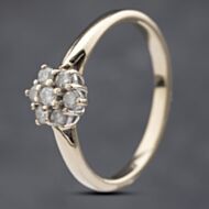 Pre-Owned 9ct Yellow Gold 0.25ct Brilliant Cut Diamond Cluster Ring 41382572