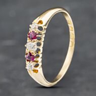 Pre-Owned 18ct Yellow Gold Ruby & Diamond Half Eternity Ring 41382601