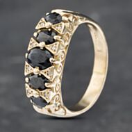 Pre-Owned 9ct Yellow Gold Sapphire & Diamond Half Eternity Ring 41382628