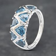 Pre-Owned 9ct White Gold Blue Topaz & Diamond Dress Ring 41382635