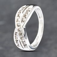 Pre-Owned 9ct White Gold 0.25ct Brilliant Cut Diamond Crossover Ring 41382651