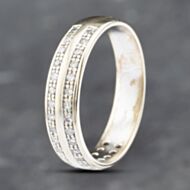 Pre-Owned 9ct White Gold 0.20ct Brilliant Cut Diamond Two Row Ring 41382654