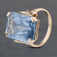 Pre-Owned Vintage Yellow Gold Synthetic Blue Spinel Rectangular Dress Ring 41382688