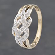 Pre-Owned 9ct Two Colour Gold Diamond Set Lattice Dress Ring 41382730