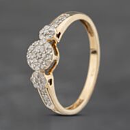 Pre-Owned 9ct Yellow Gold Diamond Triple Cluster Ring 41382739
