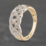 Pre-Owned 9ct Yellow Gold Diamond Open Band Crossover Ring 41382742