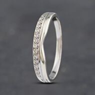 Pre-Owned 9ct White Gold 0.10ct Brilliant Cut Diamond Shaped Half Eternity Ring 41382758