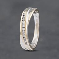 Pre-Owned 18ct White Gold 0.10ct Brilliant Cut Diamond Crossover Channel Set Half Eternity Ring 41382759