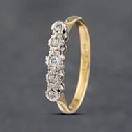 Pre-Owned Vintage Yellow Gold 0.08ct Brilliant Cut Diamond Platinum Head 5 Stone Half Eternity Ring 41382766