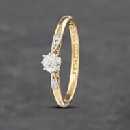 Pre-Owned Vintage Yellow Gold 0.15ct Brilliant Cut Diamond Platinum Head Solitaire Ring 41382795